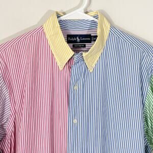 Polo Ralph Lauren Custom Fit Button Down Dress Shirt Size 16.5 Large Multicolor